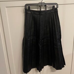 Black Pleated Vegan Leather A-Line Skirt -Size 4
